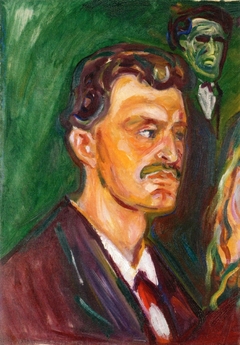 Self-Portrait against a Green Background by Edvard Munch