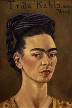 Self-Portrait in Red and Gold Dress by Frida Kahlo