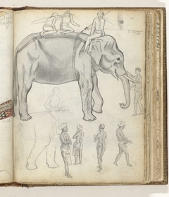 Singalezen op olifant. Diverse Singalezen. by Jan Brandes