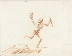 Skelet dansend naast een open graf by Gesina ter Borch