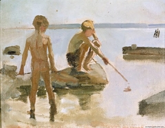 Sketch for Boys Playing on the Shore by Albert Edelfelt