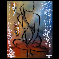 Stay Tonight - Original Abstract woman painting Modern pop Contemporary Art Nude by Fidostudio