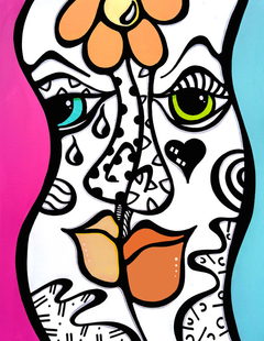 Stereo Love - Original Abstract painting Modern pop Art Contemporary Faces by Fidostudio