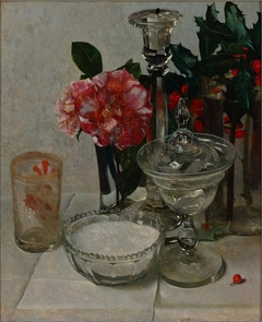 Still Life with Camelia's and Crystal Bowl by Floris Verster