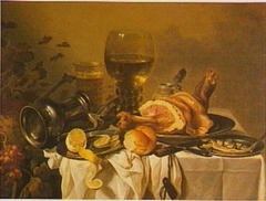 Still life with Jan Steen pitcher and ham