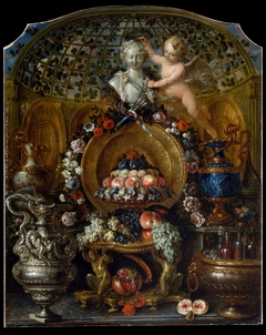 Still Life with Silver and Gold Vessels, Fruit, and Flowers