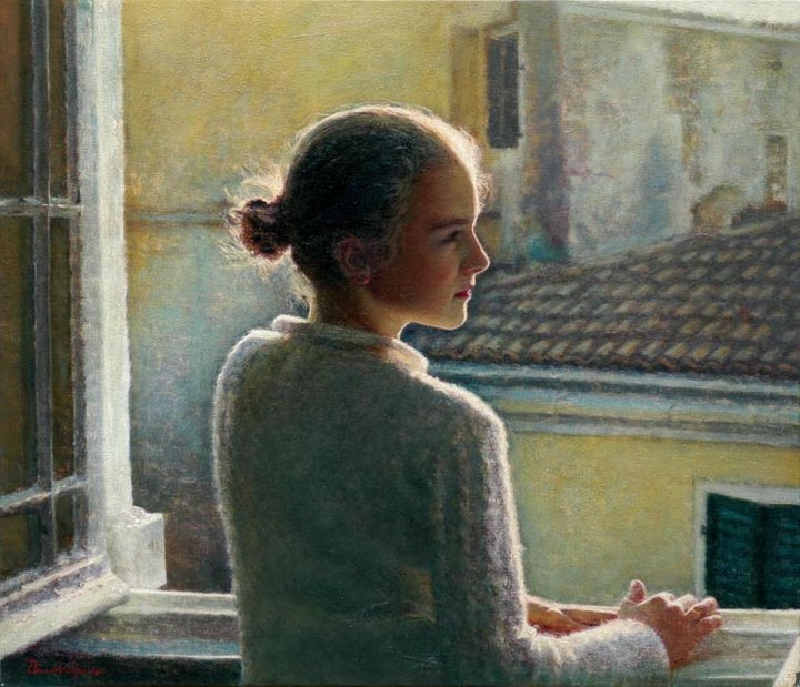 "Στο παράθυρο" / "At the window", 60 X 80 cm, oil on canvas.