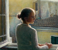"Στο παράθυρο" / "At the window", 60 X 80 cm, oil on canvas.