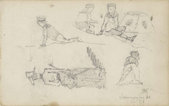 Studies van figuren op het strand van Scheveningen by Johannes Abraham Mondt