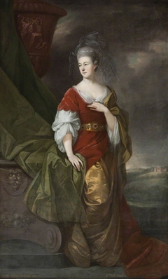 Susanna Robinson, Lady Delaval (1730 - 1783), as Venus, beside an urn on a pedestal, in a  landscape setting by William Bell