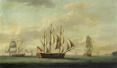 The ship 'Nicholas and Jane' in a calm sea by Francis Holman