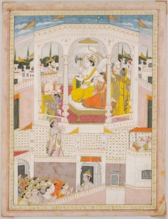 The Worship of Parvati and Shiva as Mahadeva by Brahma and Vishnu by anonymous painter