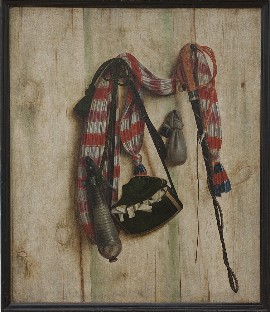 Trompe l'Oeil with Riding Whip and Letter Bag