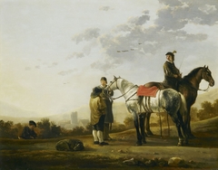 Two Cavalry Troopers Talking to a Peasant