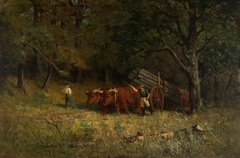 Untitled (boy and man with oxen) by Edward Mitchell Bannister