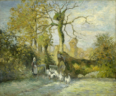The Goose Girl at Montfoucault (White Frost) by Camille Pissarro