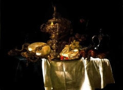 Still life with fruits and dishes by Willem van Aelst