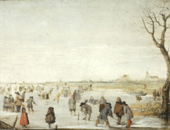 VERVALLEN Winterlandschap met schaatsenrijders, by Barent Avercamp