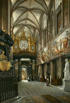 View of the choir and the nave of the Wawel Cathedral by Saturnin Świerzyński
