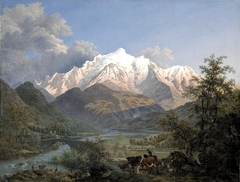 View of the Mont-Blanc from Sallanches at dusk by Pierre-Louis de La Rive