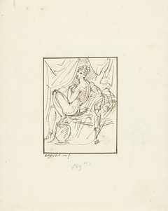 Vrouw op chaise-longue zittende by David Pièrre Giottino Humbert de Superville