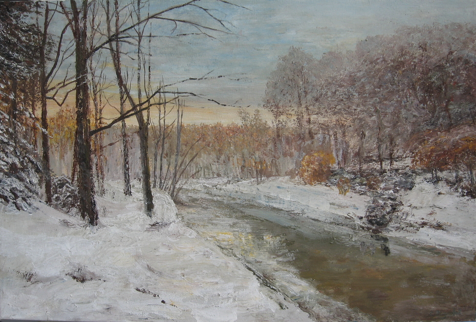 "Winter motif with river"