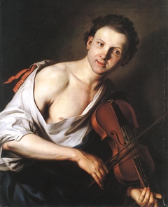 Young man with a violin by Jan Kupecký