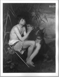 Young shepherd with dog by Franz Xaver Simm