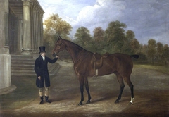 A Bay Hunter and Groom outside Shugborough by William Webb