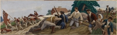 A Skirmish between British and Colonists near Somerville in Revolutionary Times (mural study, Somerville, Massachusetts Post Office) by Ross Moffett