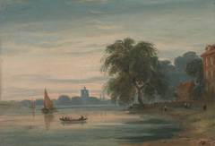 A View along the Thames towards Chelsea Old Church by John Varley