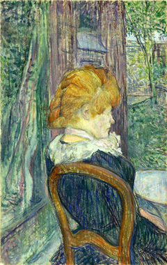 A Woman Seated in a Garden by Henri de Toulouse-Lautrec