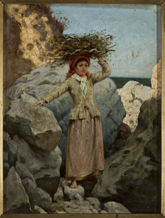Annunziata. Girl with a bunch of brushwood on her head by Curt Agthe