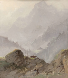 Berglandschap in Tirol met gemzen by Johannes Tavenraat