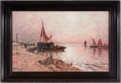 Boats in twilight. by Wilhelm von Gegerfelt