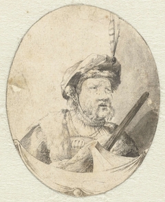 Borstbeeld van een man in Oosterse kledij by Unknown Artist