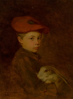 Boy with a Bunny by Ľudovít Pitthordt