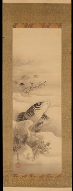 Carp [left of a triptych of Taigong Wang, Dragon, and Carp] by Soga Shōhaku