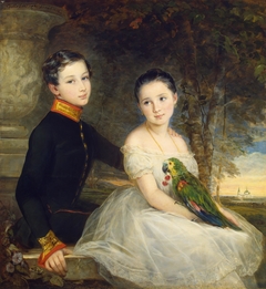 Children with a Parrot by Christina Robertson