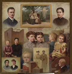 Collective portrait of the Kalinowski family with the painter's self-portrait by Adrian Głębocki