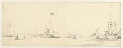 De Hollandse vloot voor anker by Willem van de Velde II