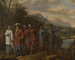 Dutch Merchant with Slaves in a East Indies Hills by Unknown Artist