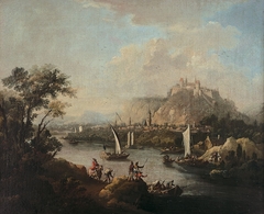 Elbe landscape with the fortress Hohnstein by Johann Alexander Thiele