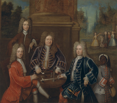 Elihu Yale; William Cavendish, the second Duke of Devonshire; Lord James Cavendish; Mr. Tunstal; and an Enslaved Servant by Anonymous