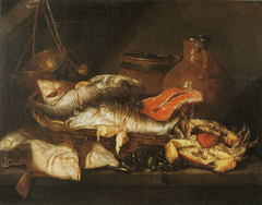 Fish in a Basket near a Scale by Abraham van Beijeren