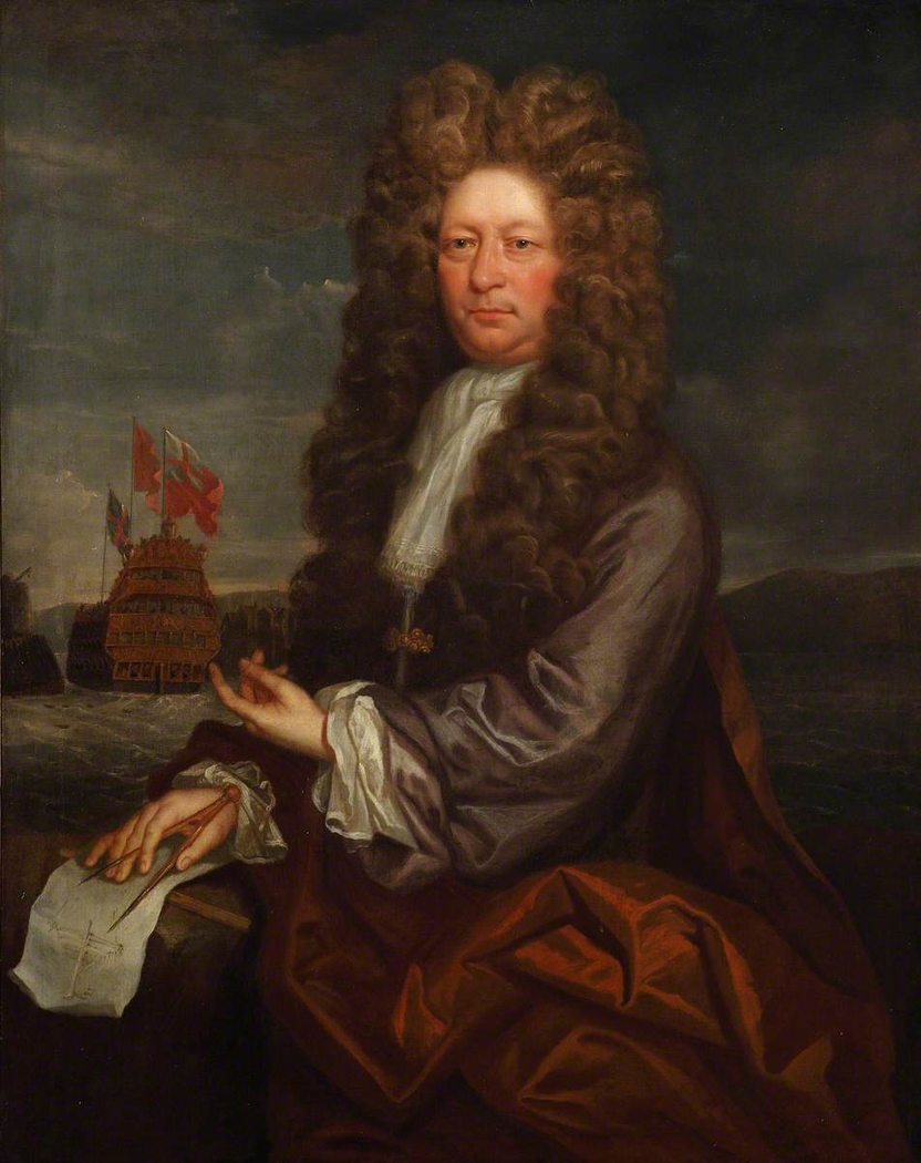 Fisher Harding, Master Shipwright, active 1664-1706, with the Launch of the 'Royal Sovereign', 1701
