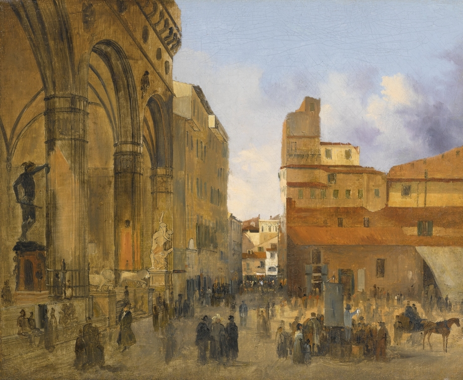 Florence, A View of the Piazza della Signoria with the Loggia dei Lanzi at Left