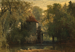 Gezicht op de beek en de oude molen in het bos van Vorden by Johannes Warnardus Bilders