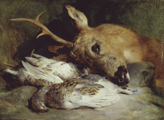 Head of a Roebuck and Two Ptarmigan by Edwin Henry Landseer