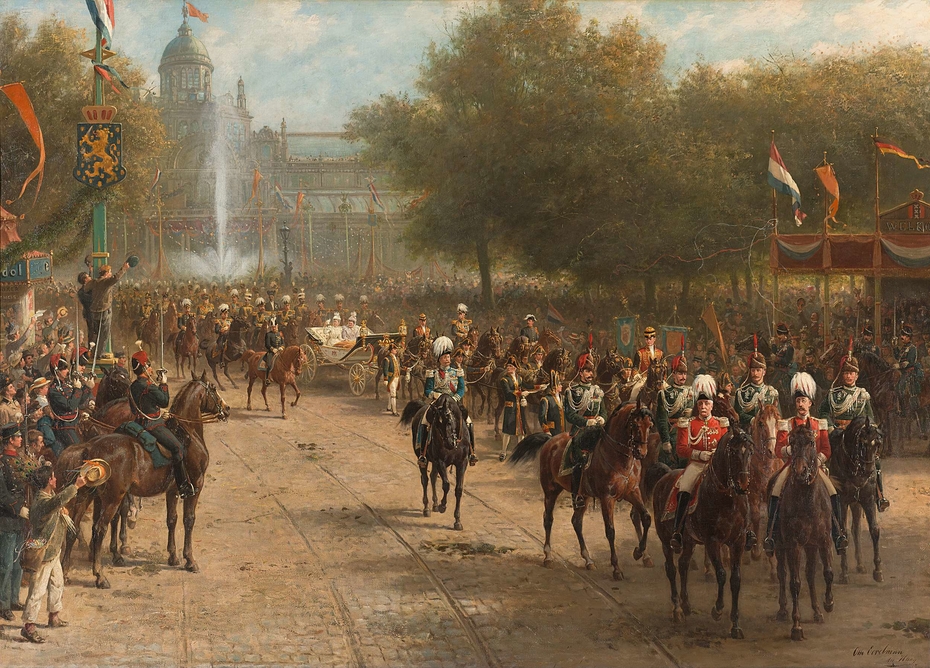 Het Frederiksplein te Amsterdam tijdens de intocht van koningin Wilhelmina, 5 september 1898